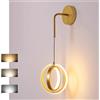 FDOIUTU Applique da Parete Interno LED, 20W Regolabile 3 temperatur Colori 3000K/4500K/6000K,Lampada da Parete Moderno,Lampada a Muro per Camera da Letto Soggiorno Corridoio Scale (oro)