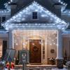 Aigostar 2 Pezzi Luci Natale Esterno Cascata Solari - 3M+5M*0.4M, 100 LED, 8 Modos, Luce Bianca Fredda - Tenda Luminosa Natale Esterno Impermeabile IP65 per Natalizie, Finestra, Balcone, Patio, Feste