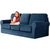 UNBBRRL Copridivano Ektorp Copri Divano in Velluto, Rivestimento Individuale del Cuscino E dello Schienale Salvadivano Lavabile Mobili Protector (Blu,3 posti 7 pz)
