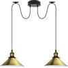 LEDSone Lampada a sospensione industriale doppia, regolabile, a 2 teste, con cavo da 200 cm, attacchi E27, paralumi in metallo per cucina, sala da pranzo, soggiorno, bar, caffetteria (Ottone verde)