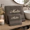 Manifattura Tessile Set Asciugamani Spugna Marrone Fango - Set Viso e Ospite Personalizzati con Nome Ricamato, 100% Cotone Morbido e Assorbente, Ricamo Artigianale, Idea Regalo Uomo Donna