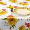 Manifattura Tessile - Tovaglia Disegni Acquarello Puro Cotone Stampa Fantasia Italiana - Girasoli e Papaveri, Ovale x12 270