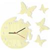 FLEXISTYLE Orologio da Parete Salotto Tondo Moderno Farfalle Cream, vanilia, Ecru Silenzioso 30 cm, Made in EU