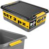 Monzana® 2x Contenitore con Coperchio 30L BPA Free Chiusura a Scatto Scatole Impilabili Scatola Organizer Cantina Garage Contenitori Plastica Box