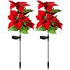 JYCRA 2 luci solari a forma di stella di Natale a forma di fiore, luce artificiale a LED per giardino, cortile, patio, vialetto, decorazione