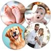 Ballonssimo Set di 4 magneti rotondi da frigo, personalizzabili con foto 5 cm, magnete legno regalo foto person.