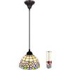 Uziqueif B, Tiffany Lampada a sospensione,Plafoniera a sospensione da 8, Paralume in vetro, per cucina, Lampadario vintage per sala da pranzo, Soggiorno, Altezza regolabile