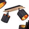 hofstein Lampada da soffitto Alsen, lampada da soffitto moderna in legno/metallo/tessuto nei colori marrone scuro/nero/rame, lampada dal design scandinavo con paralume regolabile, 2 x E14, senza lampadina