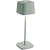 Zafferano Ofelia Lampada LED Dimmerabile da Tavolo, Uso Interno/Esterno, Caricatore Micro USB, H30 cm, Protezione IP65, 2.2 W, Verde Salvia