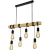 VR VETRINEINRETE Vetrineinrete® Lampadario sospensione a 6 luci stile industriale rustico legno e metallo nero illuminazione vintage cucina sala da pranzo soggiorno attacco E27