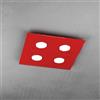 Top Light PLAFONIERA MODERNA LED 4xGX53 L 40 CM VETRO ROSSO QUADRATO