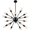 Mengjay Plafoniere Lampadari Sputnik Lampadario Semi-incasso da Soffitto 18 Luci,Lampadario a Sospensione,Lampade da soffitto E27 per Sala da Pranzo Cucina Soggiorno (Senza Lampadina) (18 teste(Nero))