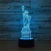 KJsdaADSA Luce notturna 3D New York Statua della Libertà Luce notturna 3D Led Usb 7 colori Bambini Neonato Lampada da comodino Lampada da letto Lampada da ragazzo Regalo per ragazza