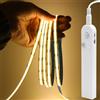 XUNATA Strisce LED COB Sensore Movimento - PIR 5V Batteria o USB, Autoadesivo per Armadi Scale (Bianco Caldo, 3m)