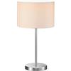 meineWunschleuchte Grande lampada da tavolo argento opaco con paralume in tessuto bianco, altezza 55 cm