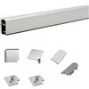 Evotrade Alzatina per Piani da Cucina in Alluminio Lunghezza 2 Metri, Spalletta per Top + Accessori (2 Tappi finali + Angolo Interno 90° + spigolo Esterno 90°) (Alluminio spazzolato)