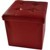Casatessile Ecopelle Pouf Contenitore Tinta Unita Big 50x50x50 cm. Pouf Poggiapiedi Contenitore Grande XXL - Bordeaux