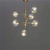 KOSILUM - Lampada a sospensione con bracci dorati e sfere trasparenti - Zag - Luce bianca calda illuminazione soggiorno camera da letto cucina corridoio - 6 x 5 W - G4 - LED 220/230 V - IP20