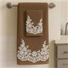 Corredocasa Coppia Asciugamani Bagno per Viso e Ospite, Made in Italy - Soffice Spugna di Cotone con dettagli in Macramè con Manifattura Italiana di Alta Qualità - 60x110cm e 40x60cm (Marrone)