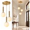 KCO Lighting Illuminazione a sospensione a grappolo a 3 luci Illuminazione a sospensione a globo d'oro di metà secolo Grande lampadario in vetro bianco latte moderno illuminazione a sospensione