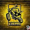 ASD Jewerly Sign neon di decorazioni per piloti motocross personalizzati, segno di metallo motociclistico personalizzato con arte della parete del decorativo a luce notturna a LED, regalo di compleanno di Natale