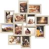 SONGMICS Collage di Cornici per Foto, 12 Cornici per Foto 10 x 15 cm, Cornici Portafoto da Parete, Cornici Multiple, Decorazioni Murali, Beige Naturale RPF022N01