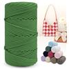 LEREATI Cordino per Borse Uncinetto, Corda Macrame 4mm x 150m Filo Macrame Corda in Poliestere, Fettuccia per Borse a Uncinetto Arazzo da Parete Maglieria Decorazioni Fai da Te (Verde Militare Chiaro)