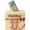 DEschenk Salvadanaio In Legno Personalizzabile per Banconote E Monete, Con Il Nome Desiderato - Libro Risparmio Soldi Unico - Libretto Risparmio Soldi (Orso)