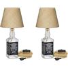 ledscom.de 2x lampada da tavolo FLAKO, interruttore, bachelite, cavo di canapa, paralume beige naturale, 1x E27 max. 60W, senza bottiglia, senza lampadina