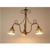 ILAB Lampadario a 3 luci in ferro battuto e ceramica realizzata e decorata artigianalmente coll. giulia