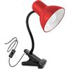 TEK ONE Tecnologia Lampada da Tavolo con Morsetto Orientabile - Portalampada E27, Design Flessibile, Cavo 115 cm, Attacco a Clip, Ideale per Studio, Camera, Ufficio (Rosso)