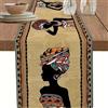 YongXinMY Runner da tavolo Donna Africana Nera, Tovaglia in Cotone Lino Bohémien, Runner da Tavolo Decorativo con Stampa Etnica Tribale per Sala da Pranzo, Riunioni Familiari, Decorazioni per Feste in Cucina