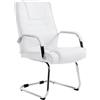 CLP Sedia Cantilever XXL Attila In Similpelle I Sedia Studio Con Imbottitura E Braccioli I Sedia Ufficio Conferenza, Colore:bianco