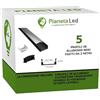 Pianeta Led 5x Profili in Alluminio Nero da 2 mt (10 mt) TL1205 per Strisce a Led con Cover Trasparente tappi e ganci di montaggio inclusi