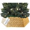 DECO EXPRESS Gonna per Albero di Natale, Sequin Coprire Base Albero, Collare Scintillante per Decorazioni Natalizie Festa 68 x 25cm (Oro Sequin)