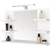 FreshYou Specchio da bagno con 5 ripiani, sospeso, specchio per corridoio, camera da letto, bagno, bianco 80X50 cm LAMPADA LED