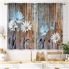 Laifzere Tende da Cucina Blu Stile Fattoria con Fiori Assi di Legno del Fienile Piccole Tende Corte da Caffè per Finestre Rustiche con Farfalle Country Primavera Fattoria Bagno Drappeggi Trattamento
