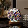 Maimeili Marocco giallo lampada a mosaico vintage retro tinto turco marocchino boheme lato letto colore vetro fatto a mano con base in legno USB carica decorazione luce per camera