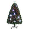 COSTWAY Albero di Natale 90/120/150/180 cm, Albero di Natale Artificiale con Luci LED, Rami Densi, Stelle Luminosi e Fibre Ottiche, Decorazione Natalizia per Casa, Ufficio e Negozio (120 cm)