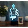 Optechvisual Lampada a LED da calciatore - Luce notturna 3D con cambio colore e telecomando - Lampada da tavolo a LED per ragazze e donne - Luce decorativa da calcio - Regalo per gli appassionati di