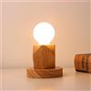 Mengjay Lampada da tavolo a cubetti in legno, lampada da tavolo in legno con presa E27, fino a max.60w lampadine industriali retrò Edison,per soggiorno, camera da letto e ufficio (Stile.B)
