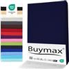 Buymax® Lenzuolo con Angoli per Topper Matrimoniale 160x200 cm - 100% Cotone Jersey, Blu Navy, per Materassi fino a 12 cm di Altezza