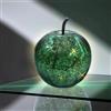 Spetebo LED Crackle vetro mela 16 cm - verde metallizzato - frutta decorativa effetto vetro rotto - Lampada da tavolo con catena di luci a filo, funzionamento a batteria con timer