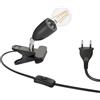 ledscom.de Lampada a morsetto E27 LIK, nero incl. E27 Lampada LED 963lm bianco caldo, dimmerabile in 3 fasi senza dimmer con interruttore