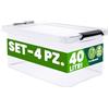 Deuba® 4x Contenitore Trasparente 40L con Coperchio BPA Free Scatole Impilabili Scatola Organizer Cucina Congelatore Contenitori Plastica Box
