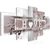 Runa Art - Quadri Home Cuore 200 x 100 cm 5 Pezzi XXL Decorazione Murale Design Rosa Grigio 504551b
