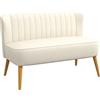 HOMCOM Divano 2 Posti in Tessuto Effetto Lino Senza Braccioli Design a Righe, Divanetto 2 Posti Imbottito Salvaspazio Moderno con Gambe in Caucciù per Soggiorno Salotto, 117x56.5x77 cm, Crema