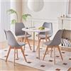 GrandCA HOME Tavolo da Pranzo e 4 Sedie da Pranzo Set da Pranzo Moderno, Struttura di Giunzione Tavolo Rotondo da Tavolo e Sedie da Cucina Grigio