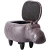 MEILISHAOMEI Pouf poggiapiedi Imbottito a Forma di Ippopotamo, Vassoio cavalcabile con poggiapiedi Contenitore, Sgabello con Seduta Imbottita