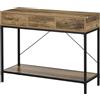 HOMCOM Consolle, tavolo da ingresso, terminale per divano, struttura in acciaio al carbonio, facile da montare, con 3 cassetti e 1 piano in legno, design industriale, 100 x 35 x 76,5 cm, marrone